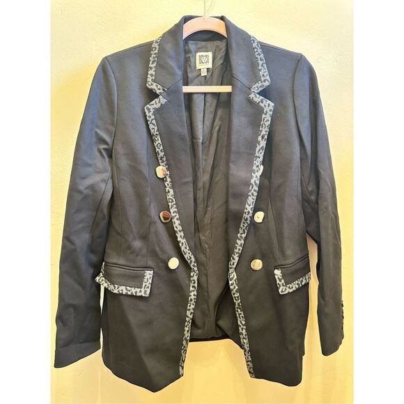 Anne Klein Gray and Black Leopard Print Trim Blazer Size Medium New - Picture 4 of 6